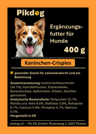 Pik Dog Crispies Kaninchen 400 g