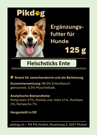 Pik Dog Fleischsticks Ente 125 g