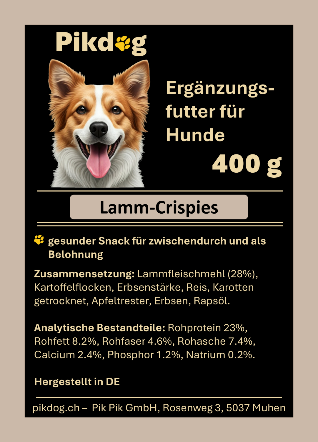 Pik Dog Crispies Lamm 400 g