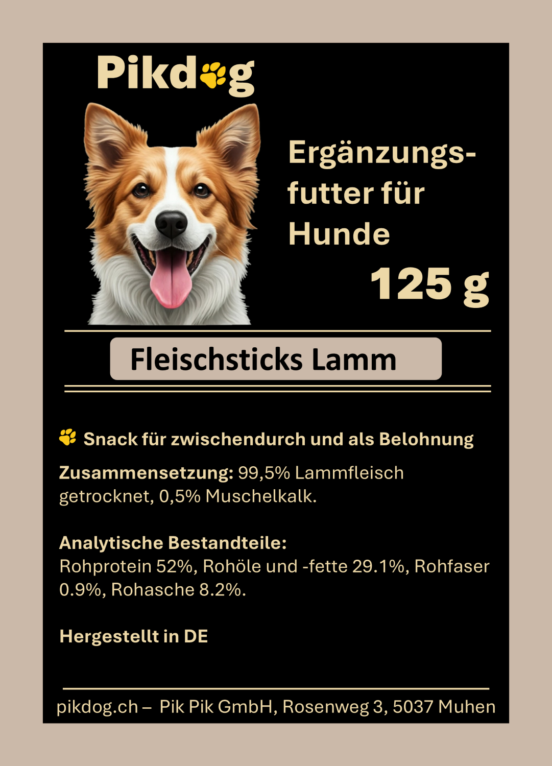 Pik Dog Fleischsticks Lamm 125 g